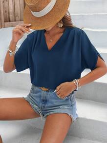 SHEIN LUNE 素色蝙蝠袖襯衫 - 藏蓝色 - 查看 6