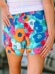 Shorts con stampa floreale con nodo frontale