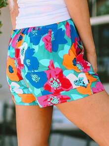 Shorts con stampa floreale con nodo frontale