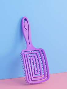 氣墊髮刷，1入組紫色寬齒氣墊髮梳女式頭皮按摩梳髮刷鏤空專業通風髮刷 - 紫色 - 查看 2