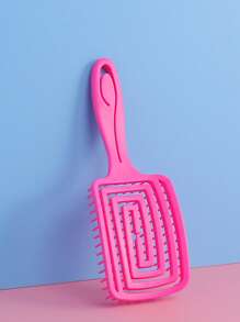Reusable Hollow Out Hair Comb, 1Pc Red Pp Hair Brush Cushion Hair Brush Paddle Hair Brush For Home - Hot Pink - View 3