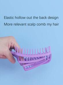 氣墊髮刷，1入組紫色寬齒氣墊髮梳女式頭皮按摩梳髮刷鏤空專業通風髮刷 - 紫色 - 查看 4
