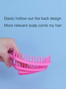 Reusable Hollow Out Hair Comb, 1Pc Red Pp Hair Brush Cushion Hair Brush Paddle Hair Brush For Home - Hot Pink - View 4