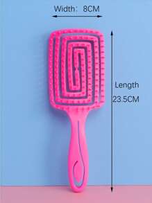 Reusable Hollow Out Hair Comb, 1Pc Red Pp Hair Brush Cushion Hair Brush Paddle Hair Brush For Home - Hot Pink - View 5