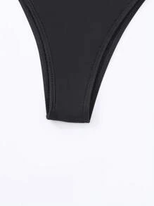 Letter Tape Waist Thong - Black - View 5