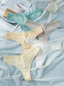 Snug Zone 5 条装对比色蕾丝性感内裤 - 彩色 - 查看 3