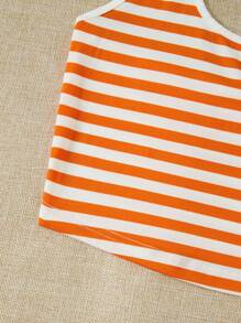 SHEIN EZwear 條紋印花掛脖上衣