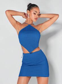 SHEIN BAE Solid Bandana Hem Crop Cami Top & Bodycon Skirt