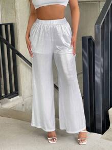 SHEIN SXY 素色高腰長褲 - 銀色 - 查看 4