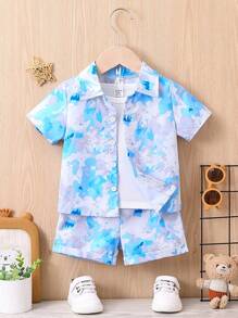 男嬰紮染襯衫和短褲不帶T恤