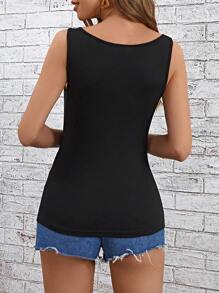 SHEIN LUNE Áo khoác và áo lót dành cho xe tăng nữ Hội Chữ thập Nút giả Khối Màu In hoa Báo Giải trí - Nhiều màu - Xem 2