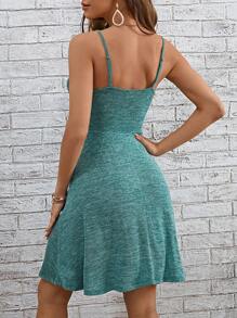 SHEIN LUNE Space Dye Button Detail Cami Dress - Green - View 2