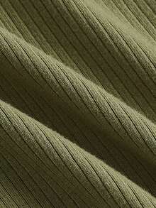 SHEIN MOD Đầm Tương phản ren Thắt nơ trước Nếp gấp Phần Ngực màu trơn Gợi cảm - xanh quân đội - Xem 4