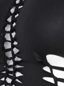 Hauture 扭纹激光切割上衣和裙子两件套 - 黑色 - 查看 7