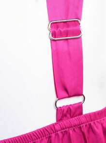 Hauture Ruffle Hem Tie Front Satin Crop Top