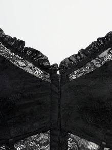 Hauture Áo ren bèo nhún viền móc và mắt - màu đen - Xem 8