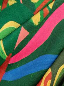 Travachic Tropical Print Crisscross Tie Backless Split Thigh Cami Dress - Multicolor - View 6