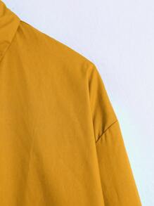 SHEIN Privé 素色前紐扣高低下擺襯衫 - 黃色 - 查看 7