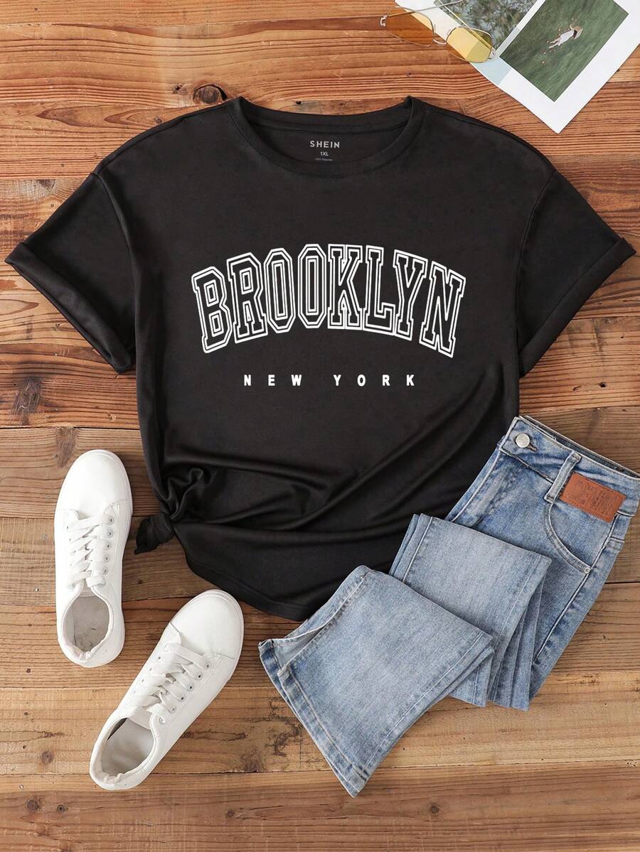Plus Letter Graphic Tee - Black - View 1