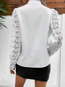 SHEIN Frenchy Camisa con encaje - Blanco - Ver 2