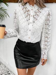 SHEIN Frenchy Camisa con encaje - Blanco - Ver 1