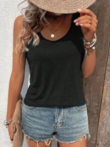 SHEIN LUNE Top tank unicolor de cuello scoop