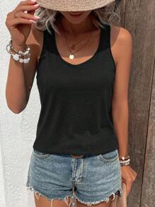 SHEIN LUNE Top tank unicolor de cuello scoop