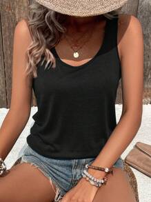 SHEIN LUNE Top tank unicolor de cuello scoop