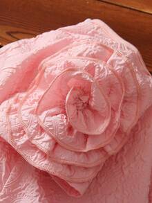 SHEIN Young Girl Appliques Shoulder Keyhole Back Dress - Pink - View 3