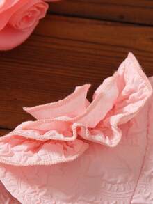 SHEIN Young Girl Appliques Shoulder Keyhole Back Dress - Pink - View 4