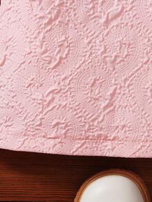 SHEIN Young Girl Appliques Shoulder Keyhole Back Dress - Pink - View 6