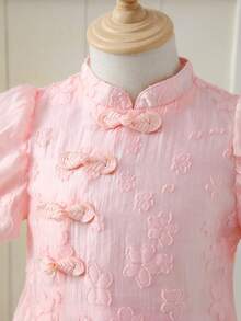 SHEIN Đầm bé gái màu trơn Giải trí - Màu Hồng baby - Xem 4