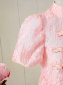SHEIN Đầm bé gái màu trơn Giải trí - Màu Hồng baby - Xem 5