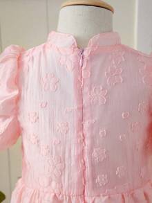 SHEIN Đầm bé gái màu trơn Giải trí - Màu Hồng baby - Xem 7