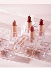 HANDAIYAN Matte Velvet Finish Crystal Square Tube Lipstick, Nude Bean Sand Shade Lip Gloss, Long Lasting Non-Transfer Lip Liner, Cosmetics, Face Paint For Women, Ideal For Y2K Fancy Fashion Looks, Matte Long Lasting Lip Gloss For Daily & Party Makeup - 02 Peach - 查看 8