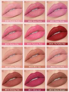 HANDAIYAN Matte Velvet Finish Crystal Square Tube Lipstick, Nude Bean Sand Shade Lip Gloss, Long Lasting Non-Transfer Lip Liner, Cosmetics, Face Paint For Women, Ideal For Y2K Fancy Fashion Looks, Matte Long Lasting Lip Gloss For Daily & Party Makeup - 04 Red Ochre - 查看 2