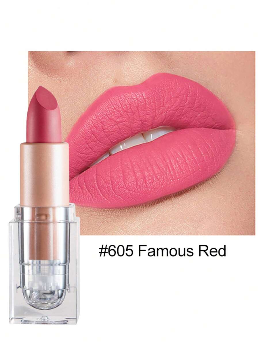HANDAIYAN Matte Velvet Finish Crystal Square Tube Lipstick, Nude Bean Sand Shade Lip Gloss, Long Lasting Non-Transfer Lip Liner, Cosmetics, Face Paint For Women, Ideal For Y2K Fancy Fashion Looks, Matte Long Lasting Lip Gloss For Daily & Party Makeup - 05 Violet Pink - 查看 1