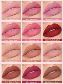 HANDAIYAN Matte Velvet Finish Crystal Square Tube Lipstick, Nude Bean Sand Shade Lip Gloss, Long Lasting Non-Transfer Lip Liner, Cosmetics, Face Paint For Women, Ideal For Y2K Fancy Fashion Looks, Matte Long Lasting Lip Gloss For Daily & Party Makeup - 07 Terra Rose - 查看 2