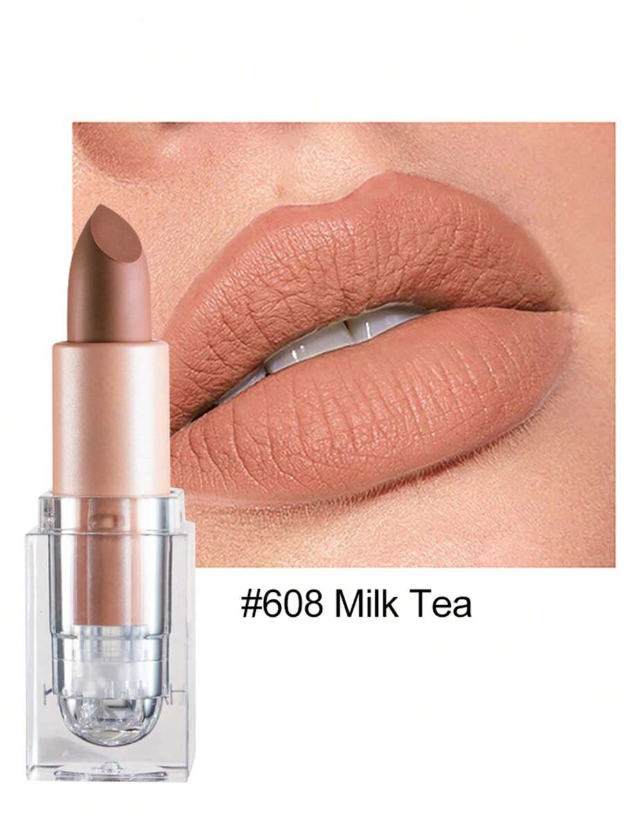 HANDAIYAN Matte Velvet Finish Crystal Square Tube Lipstick, Nude Bean Sand Shade Lip Gloss, Long Lasting Non-Transfer Lip Liner, Cosmetics, Face Paint For Women, Ideal For Y2K Fancy Fashion Looks, Matte Long Lasting Lip Gloss For Daily & Party Makeup - 08 Mazamitla - 查看 1