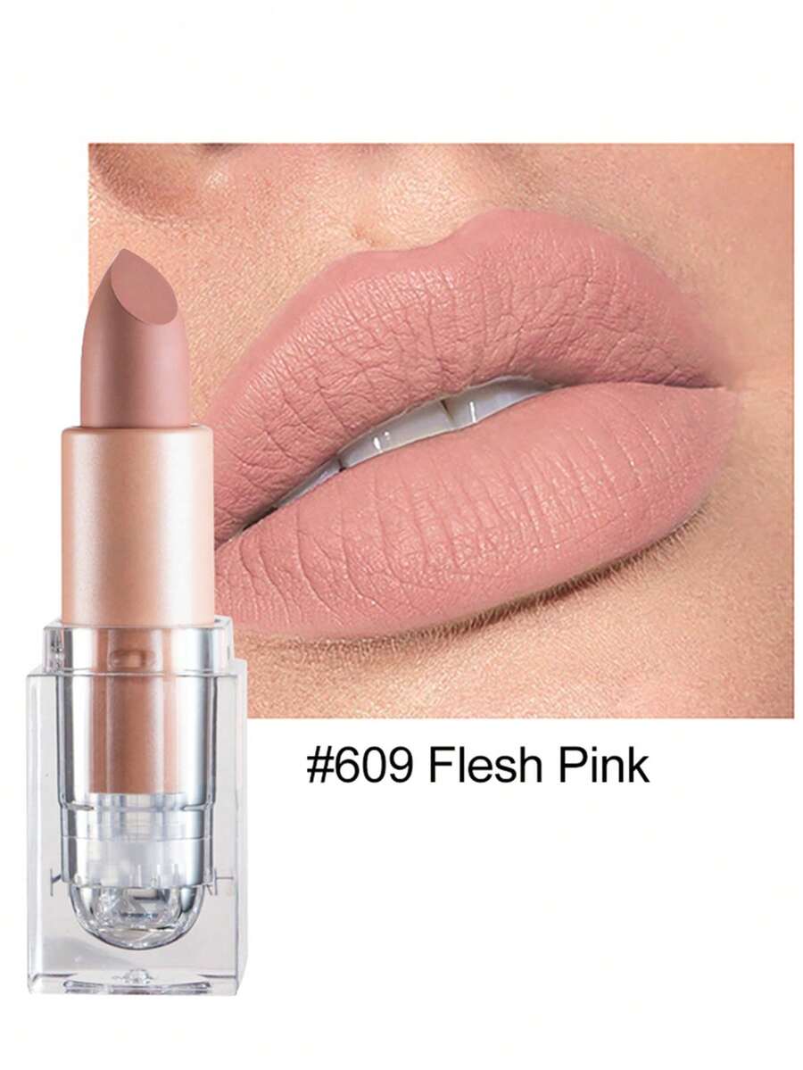HANDAIYAN Matte Velvet Finish Crystal Square Tube Lipstick, Nude Bean Sand Shade Lip Gloss, Long Lasting Non-Transfer Lip Liner, Cosmetics, Face Paint For Women, Ideal For Y2K Fancy Fashion Looks, Matte Long Lasting Lip Gloss For Daily & Party Makeup - 09 Damask Rose - 查看 1