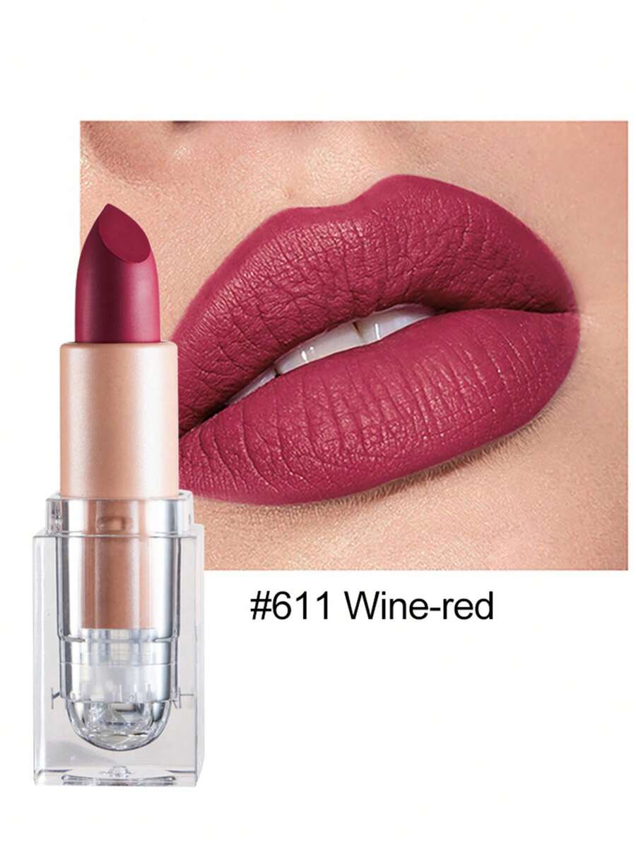 HANDAIYAN Matte Velvet Finish Crystal Square Tube Lipstick, Nude Bean Sand Shade Lip Gloss, Long Lasting Non-Transfer Lip Liner, Cosmetics, Face Paint For Women, Ideal For Y2K Fancy Fashion Looks, Matte Long Lasting Lip Gloss For Daily & Party Makeup - 11 Adobe Red - 查看 1