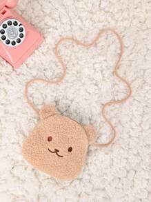 Metoo/Tiramitu 1 件裝卡通熊造型珍珠天鵝絨斜挎包女孩零錢包