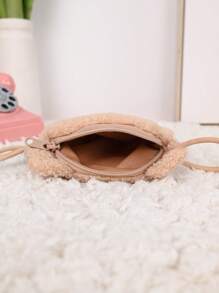 Metoo/Tiramitu 1 件裝卡通熊造型珍珠天鵝絨斜挎包女孩零錢包