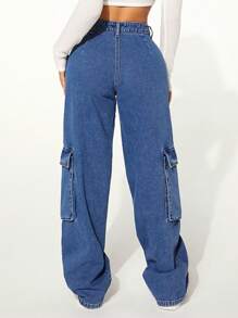 SHEIN SXY Blugi cargo lateral cu buzunar cu clapă