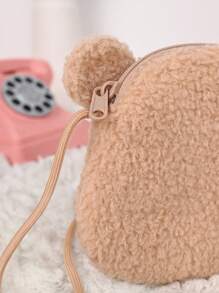 Metoo/Tiramitu 1 件裝卡通熊造型珍珠天鵝絨斜挎包女孩零錢包