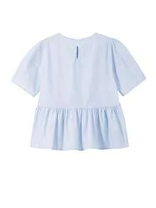 Camisa babydoll unicolor de manga farol - Celeste - Ver 3