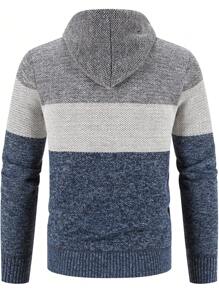 Manfinity Homme Men Colourblock Drawstring Hooded Zipper Thermal Cardigan - Multicolor - View 2