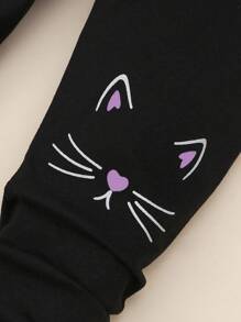 SHEIN Toddler Girls Cartoon Graphic Pullover & Trousers - Multicolor - View 3