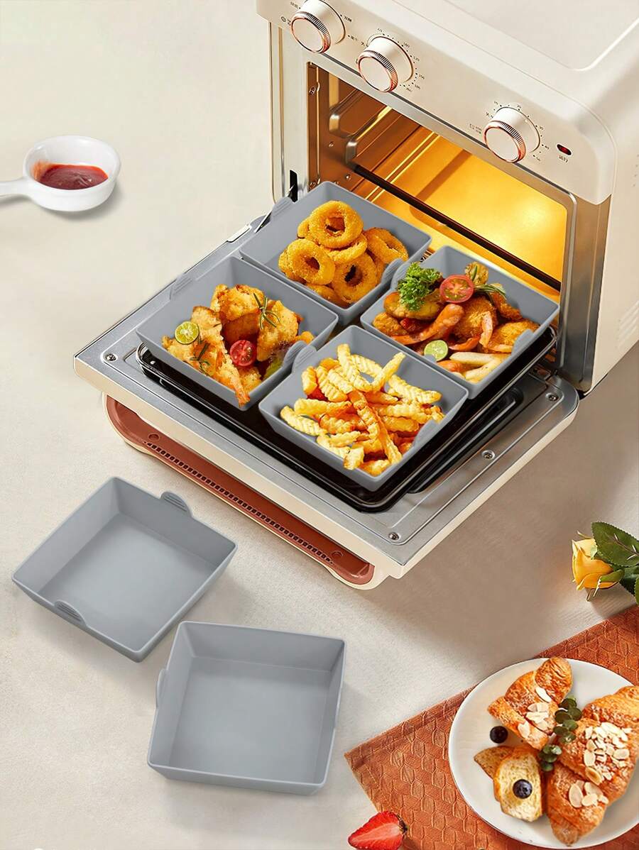 1入組方形矽膠烤盤小型空氣炸鍋內襯適用於烘烤 - 灰色 - 查看 1