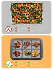 1入組方形矽膠烤盤小型空氣炸鍋內襯適用於烘烤 - 灰色 - 查看 3